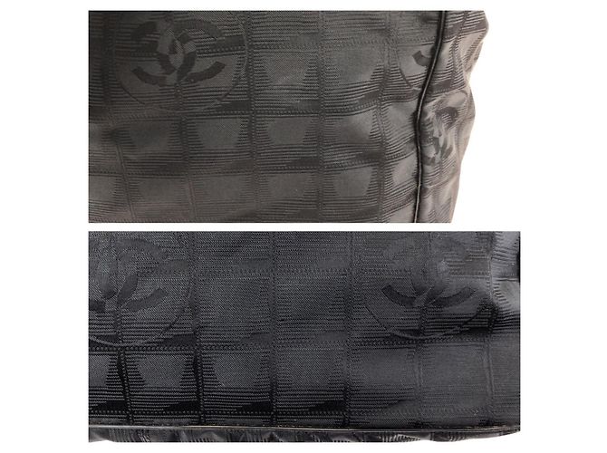 Borsa Tote Chanel Vintage in nylon/pelle Nero - vista 5