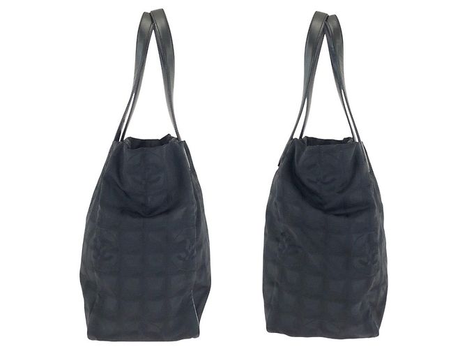 Borsa Tote Chanel Vintage in nylon/pelle Nero - vista 8