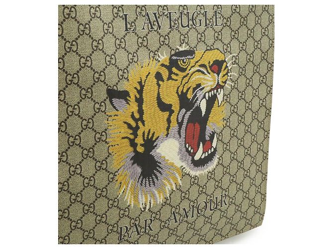 Gucci GG Supreme Tiger 2WAY Tote Tasche Braun Beige - Ansicht 8