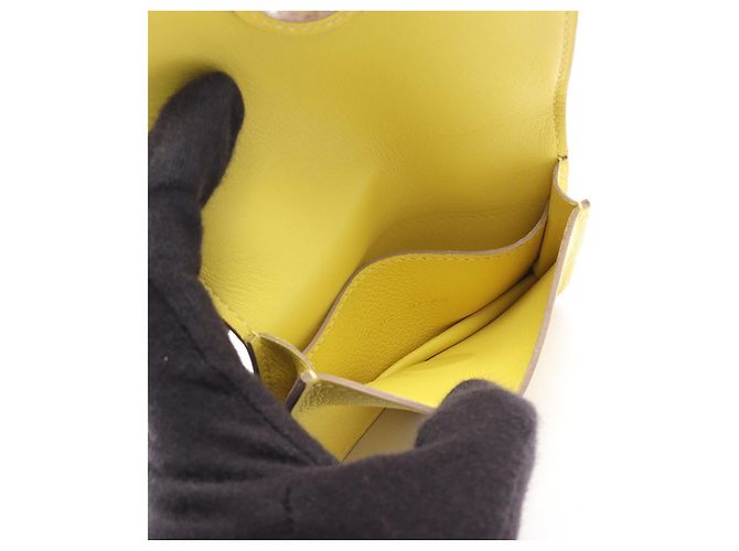 Tarjetero Dogon de piel Hermès Amarillo - vista 10