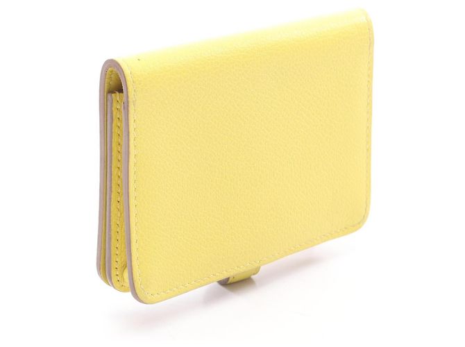 Tarjetero Dogon de piel Hermès Amarillo - vista 6
