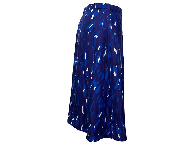 Falda midi evasé estampada en seda azul Balenciaga - vista 3