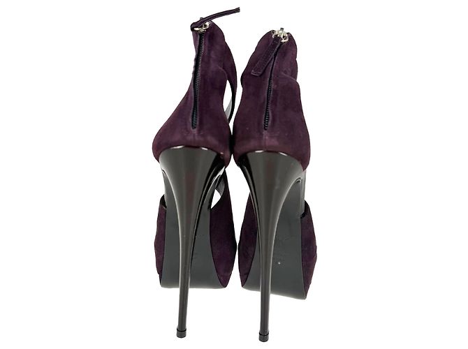 Décolleté con plateau e cinturini incrociati Giuseppe Zanotti in scamosciato bordeaux - vista 3