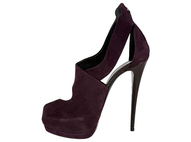 Décolleté con plateau e cinturini incrociati Giuseppe Zanotti in scamosciato bordeaux - vista 4
