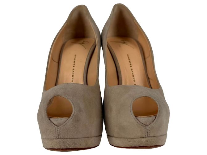 Giuseppe Zanotti Sharon Platform Pumps in Beige Suede - view 2