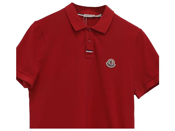 Polo de piqué de algodón con parche del logotipo Moncler, rojo Roja - vista 2