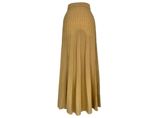 Falda maxi plisada Ba&sh en poliéster camel Amarillo Camello - vista 3