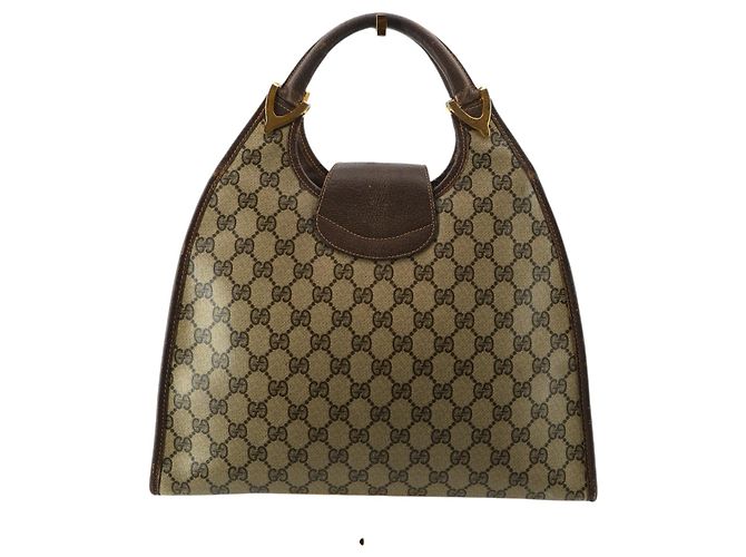 Gucci Vintage Cloth Hobos Stirrup Marrone - vista 3