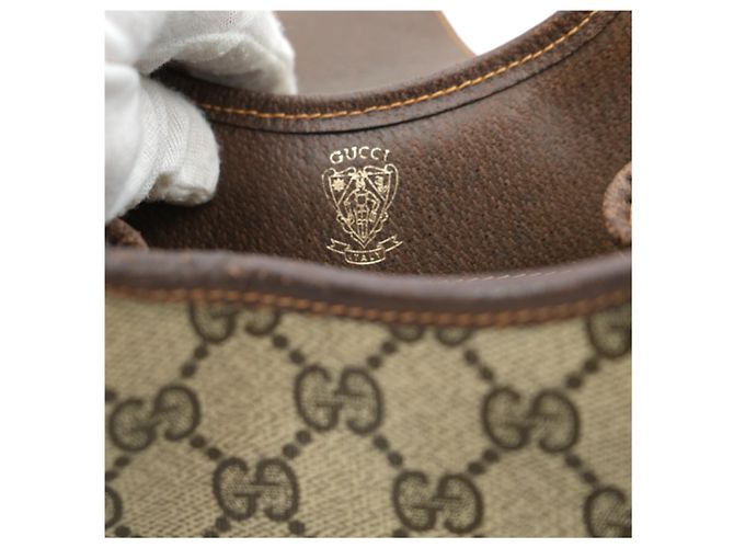 Gucci Vintage Cloth Hobos Stirrup Marrone - vista 7