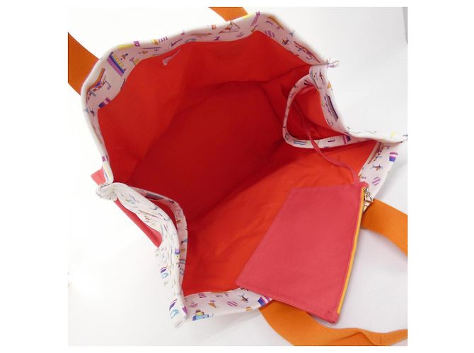Hermès Borsa Petit Chartier in tela Hermes Rosso - vista 7