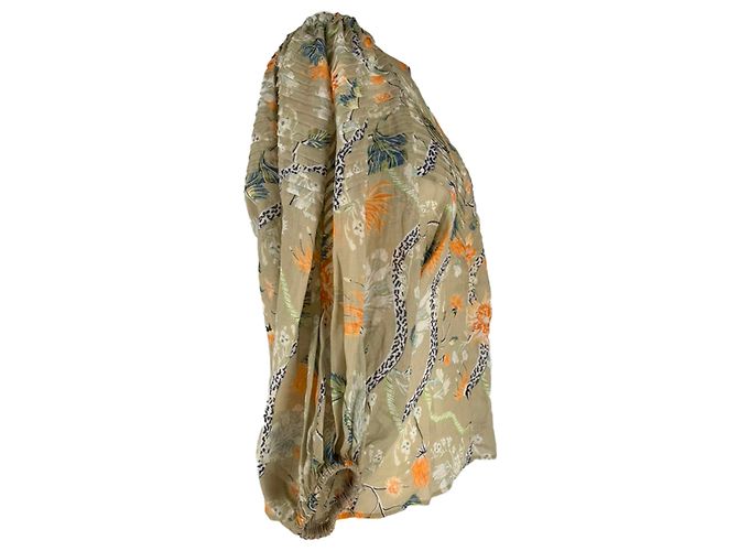 Camicetta Chloé con stampa floreale e maniche a palloncino in ramia multicolore - vista 3