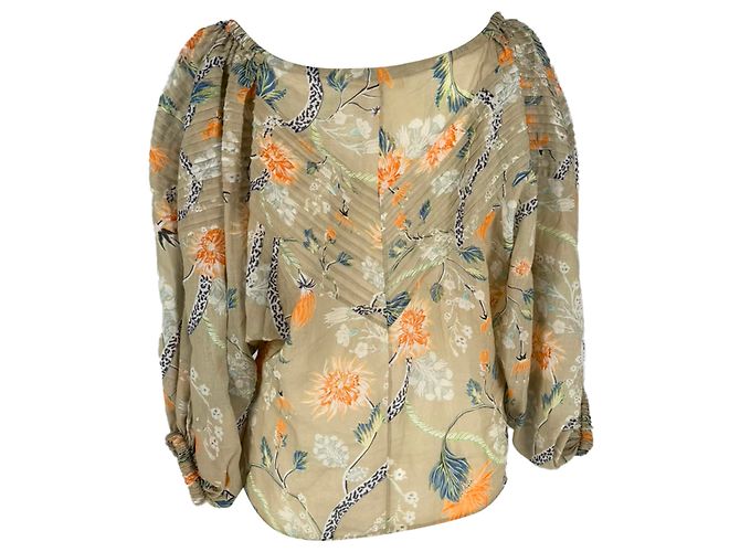 Camicetta Chloé con stampa floreale e maniche a palloncino in ramia multicolore - vista 4