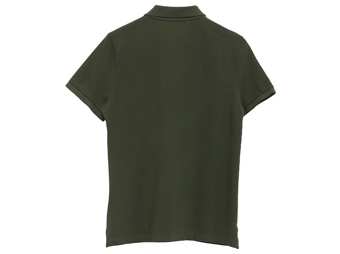 Polo in piquet di cotone con patch logo Moncler, verde, in cotone Nero - vista 3