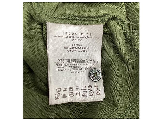 Polo in piquet di cotone con patch logo Moncler, verde, in cotone Nero - vista 6