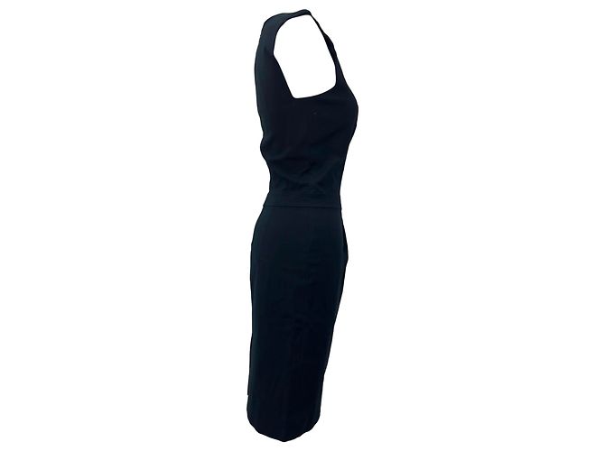Abito midi Balenciaga con scollo asimmetrico in cotone blu navy - vista 2