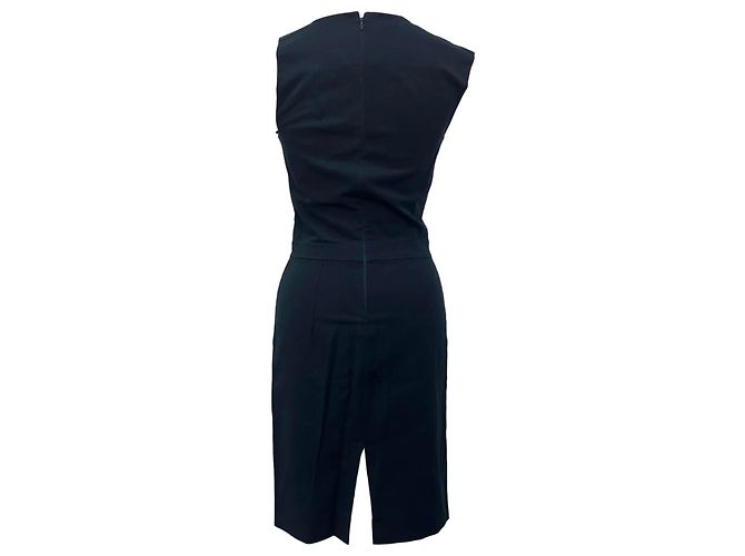 Abito midi Balenciaga con scollo asimmetrico in cotone blu navy - vista 3