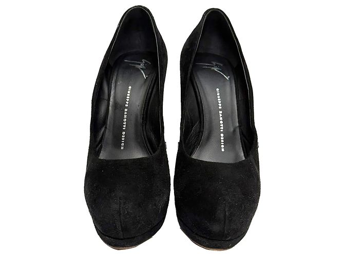 Décolleté con plateau a punta tonda in scamosciato nero Giuseppe Zanotti - vista 2