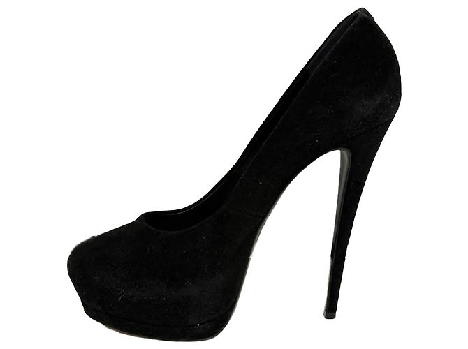 Décolleté con plateau a punta tonda in scamosciato nero Giuseppe Zanotti - vista 4