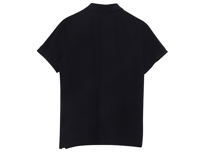 Polo in piqué di cotone con patch logo Moncler, blu navy - vista 3