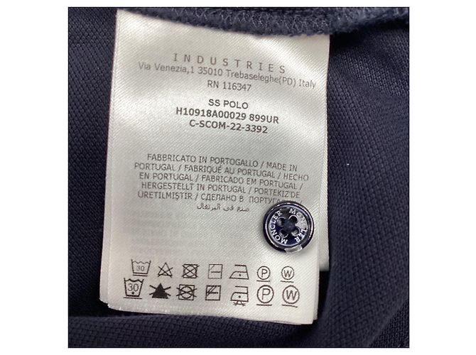 Polo in piqué di cotone con patch logo Moncler, blu navy - vista 5