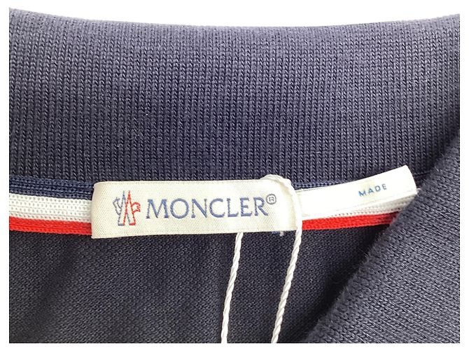 Polo in piqué di cotone con patch logo Moncler, blu navy - vista 8