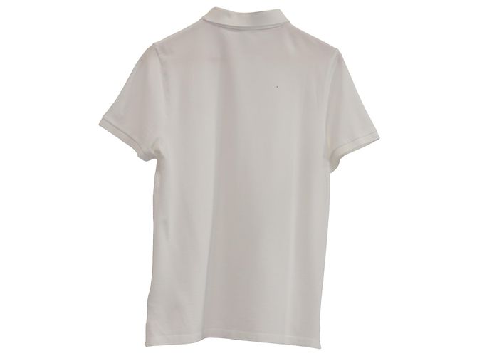 Polo in piqué di cotone bianco con patch logo Moncler - vista 3