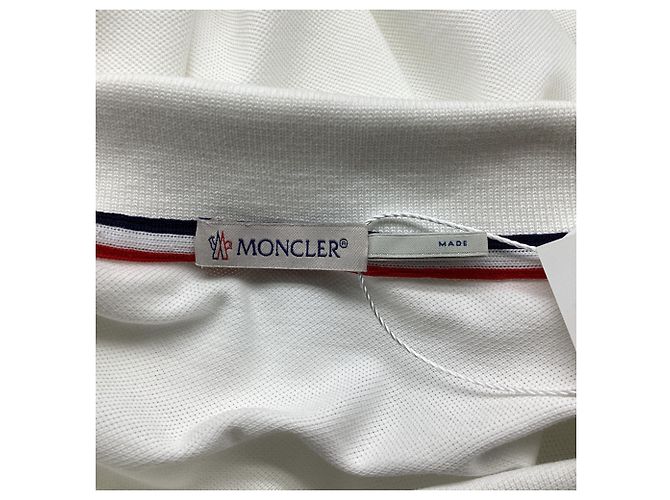 Polo in piqué di cotone bianco con patch logo Moncler - vista 6