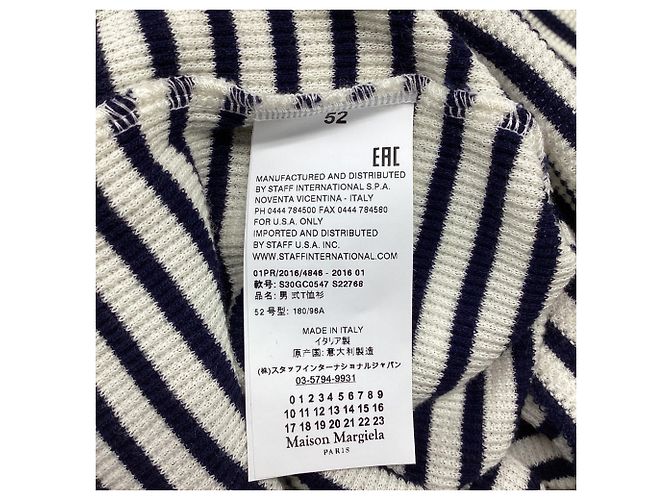 Maison Martin Margiela Gestreifter Pullover aus Navy Blue Baumwolle Python drucken - Ansicht 6