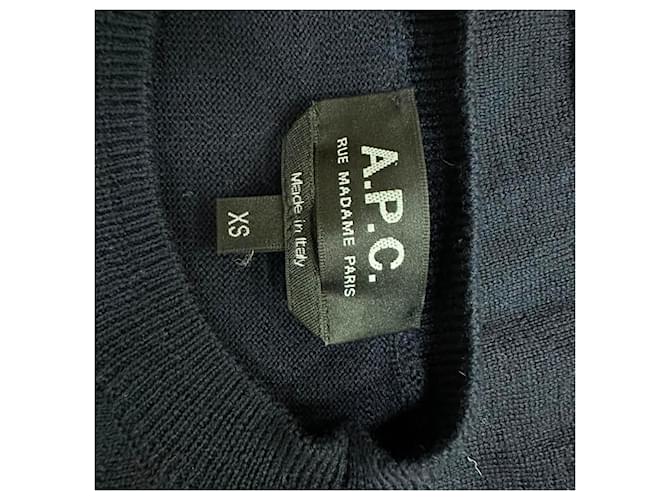 Apc A.P.C. Strickpullover mit Rundhalsausschnitt aus Navy Blue Merinowolle Blau Marineblau - Ansicht 4