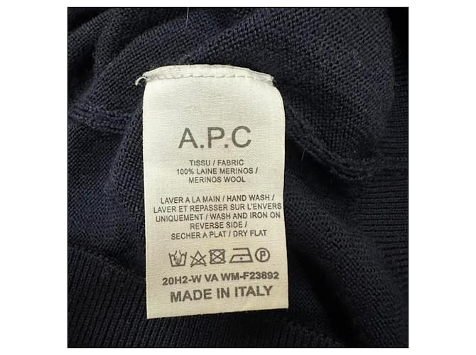 Apc A.P.C. Strickpullover mit Rundhalsausschnitt aus Navy Blue Merinowolle Blau Marineblau - Ansicht 5