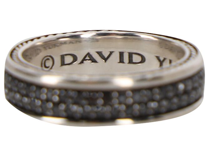 Anello a due file Streamline di David Yurman con diamanti neri in metallo argentato Argento Metallico - vista 2