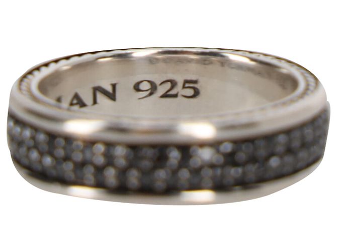 Anello a due file Streamline di David Yurman con diamanti neri in metallo argentato Argento Metallico - vista 4