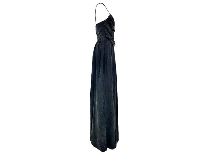 Zimmermann V-Ausschnitt Maxi-Kleid aus grauer Viskose mit Raffungen - Ansicht 2