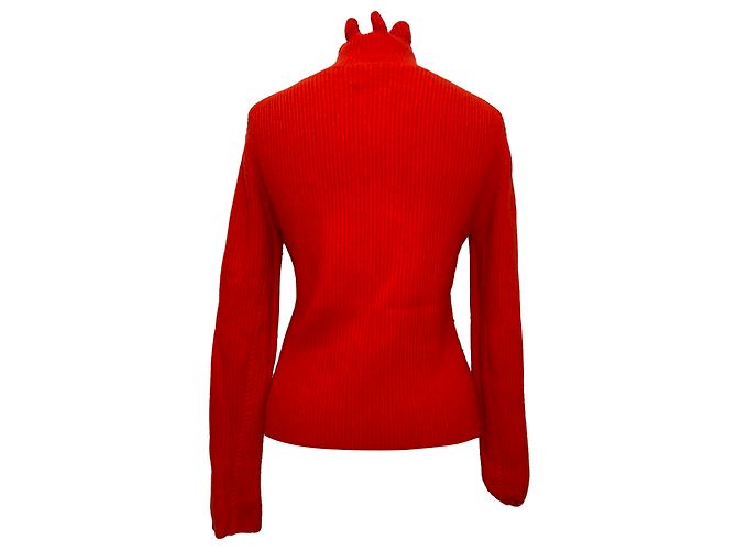 Suéter de malha canelada com gola de babados Chloé em lã vermelha Vermelho - vista 2