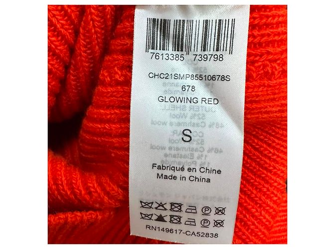 Suéter de malha canelada com gola de babados Chloé em lã vermelha Vermelho - vista 6
