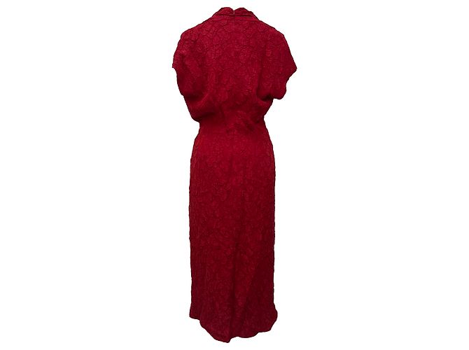 Abito midi con effetto wrap in viscosa operata bordeaux Dries Van Noten - vista 2
