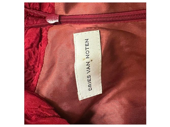 Abito midi con effetto wrap in viscosa operata bordeaux Dries Van Noten - vista 4