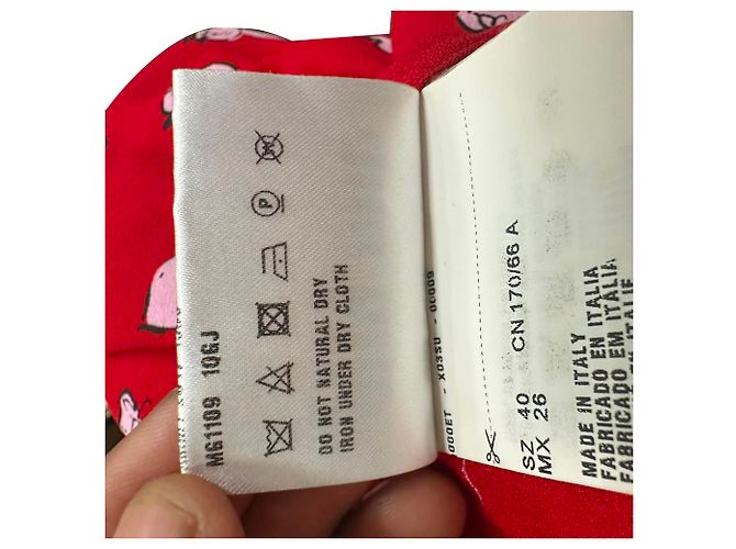 Saia midi transpassada Miu Miu com estampa de morango em viscose vermelha Vermelho - vista 8