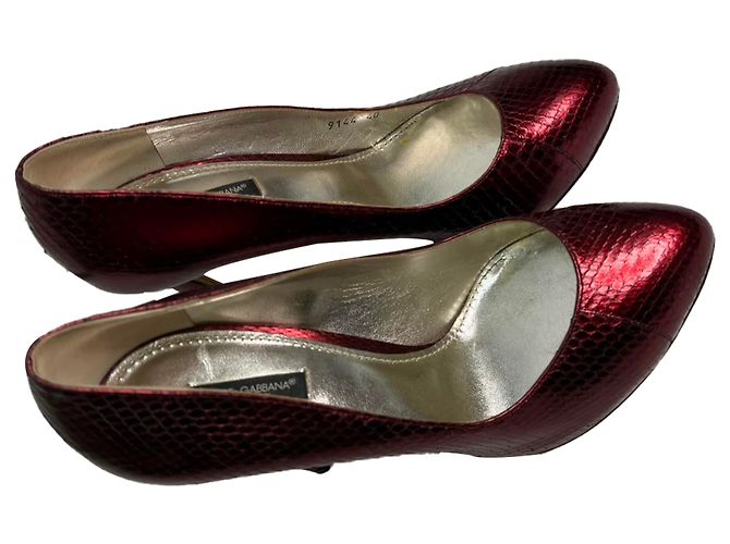 Décolleté con rilievo Dolce & Gabbana in pelle rossa Rosso - vista 5