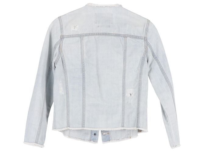 Msgm Chaqueta vaquera con adornos florales en denim de algodón azul Azul claro - vista 2