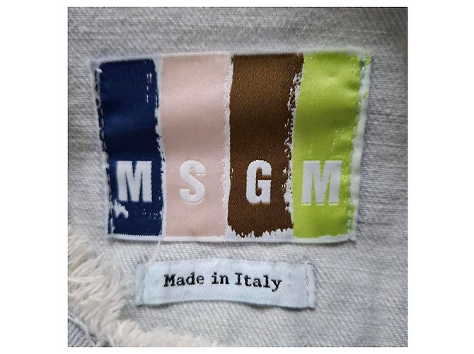 Msgm Chaqueta vaquera con adornos florales en denim de algodón azul Azul claro - vista 3