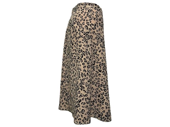 Falda midi Altuzarra con estampado de leopardo en seda beige - vista 2
