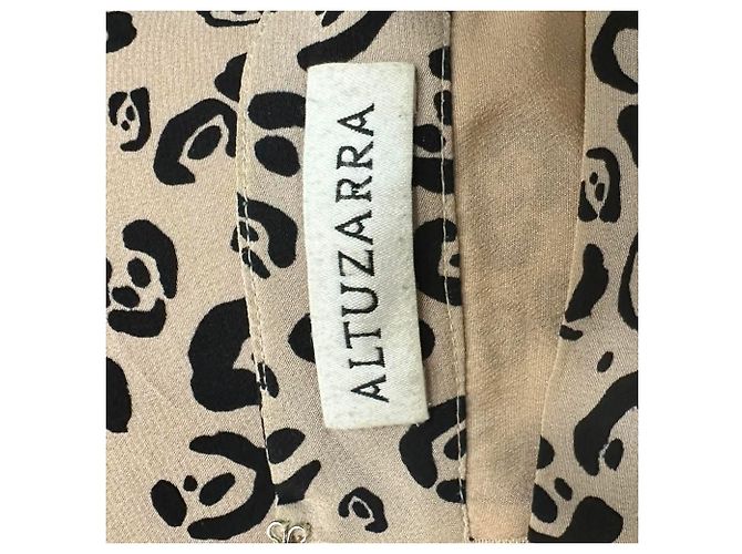 Falda midi Altuzarra con estampado de leopardo en seda beige - vista 3