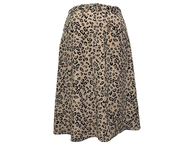 Falda midi Altuzarra con estampado de leopardo en seda beige - vista 4
