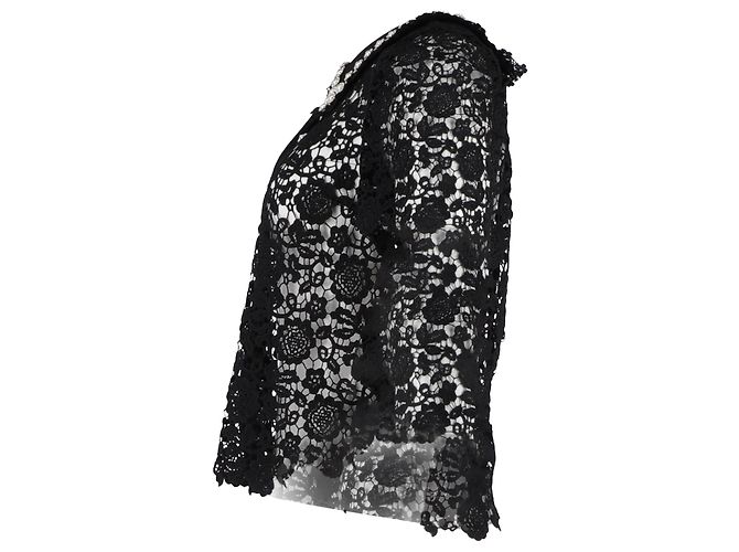Self portrait Self-Portrait Blumen-Spitzenbluse aus schwarzem Polyester - Ansicht 2