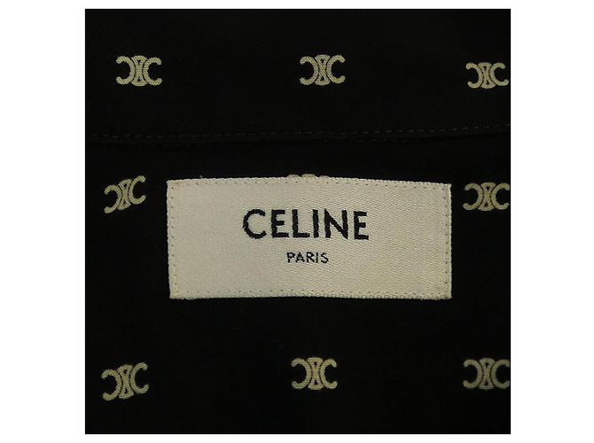 Céline Camicia a maniche corte CELINE con stampa Micro Triomphe Nero - vista 4