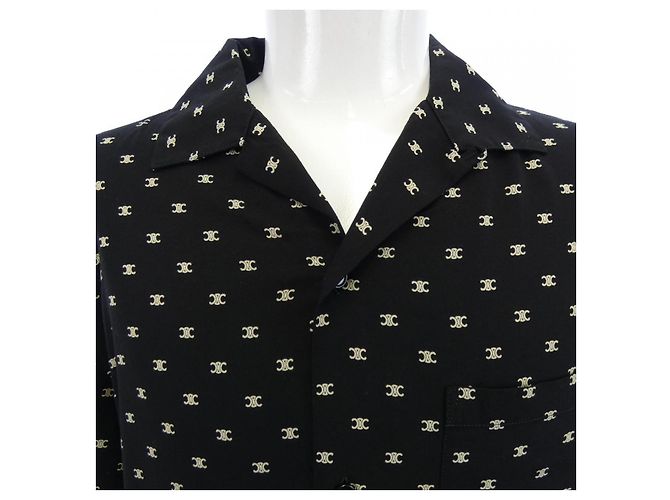 Céline Camicia a maniche corte CELINE con stampa Micro Triomphe Nero - vista 5