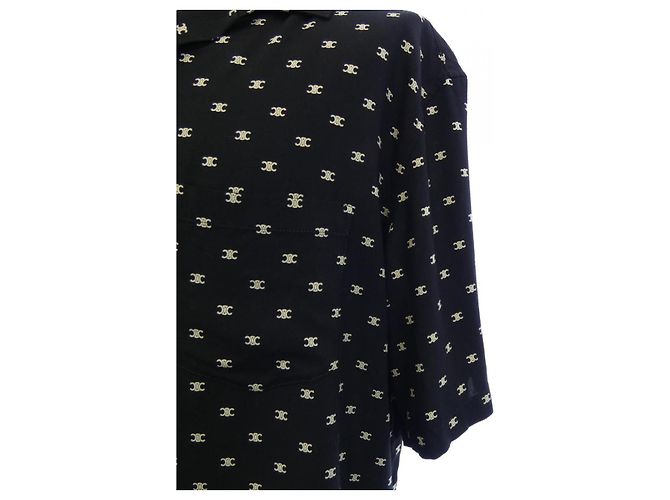 Céline Camicia a maniche corte CELINE con stampa Micro Triomphe Nero - vista 6