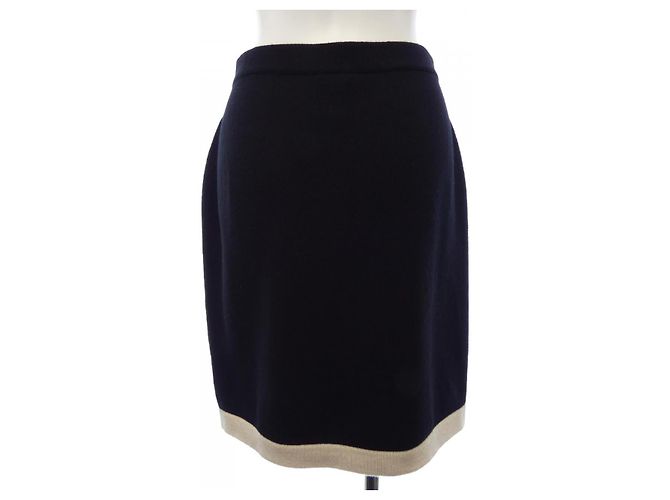 Timeless Gonna Chanel 100 per cento cashmere Nero Beige - vista 2