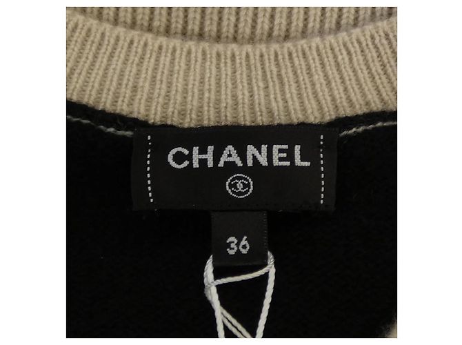 Timeless Tejidos de cachemira Chanel Negro Beige - vista 5